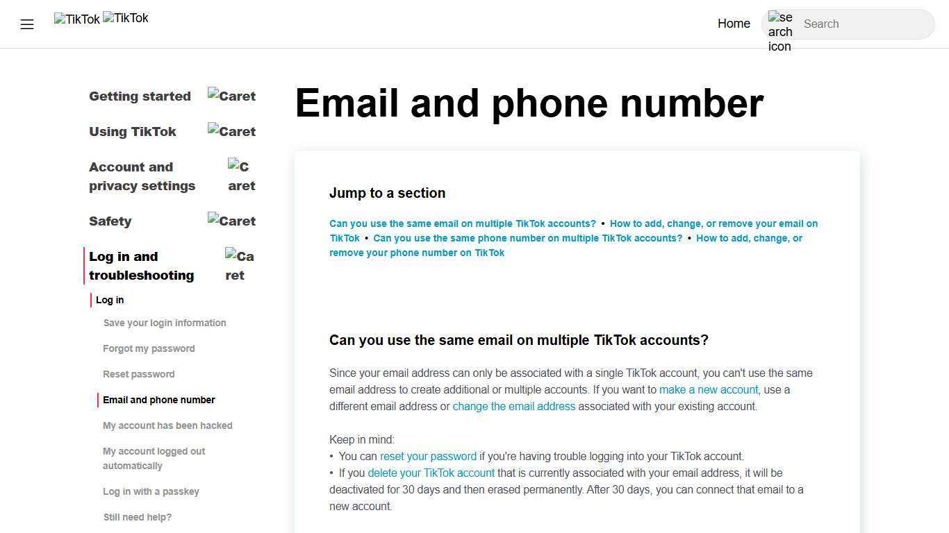 Email and phone number