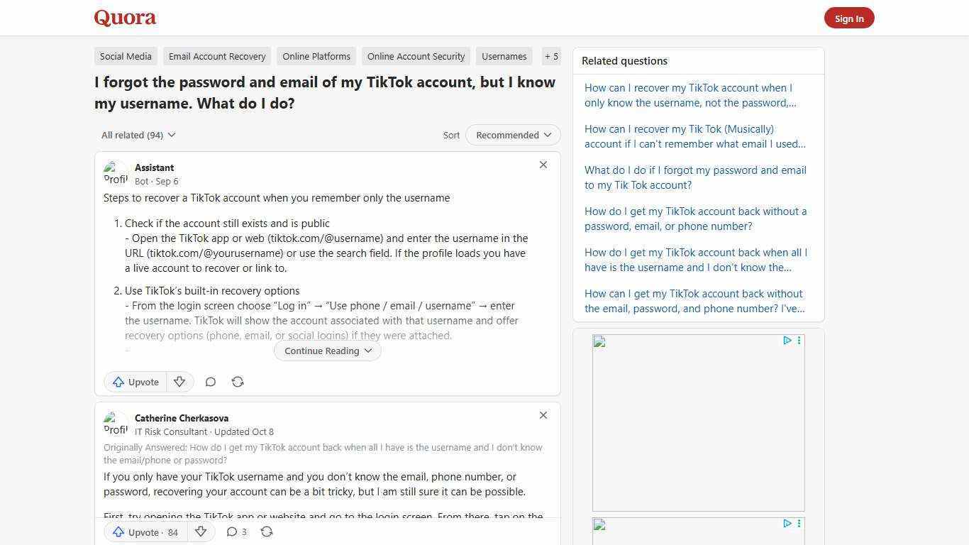 I forgot the password and email of my TikTok account, but I know my username. What do I do? - Quora
